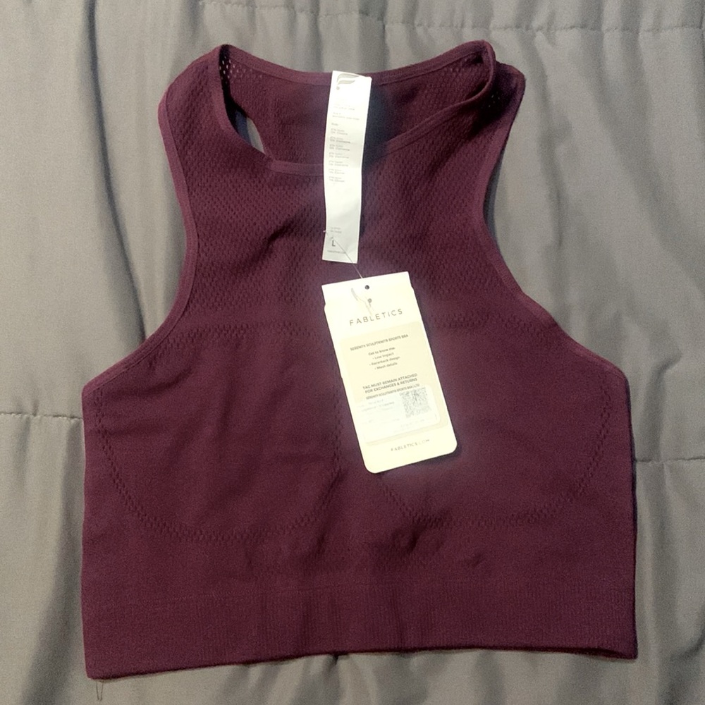 Purple maroon colored racer back sports Bra
